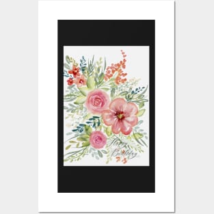 Modern Watercolor Happy Birthday Greeting Card Posters and Art